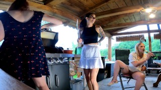 Leon Lambert Naughty College Coeds No Panties BBQ Outdoors