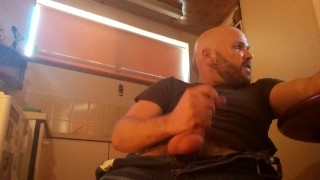 Aussie Wank Muscular Daddy Teases His Thick Uncut Cock Slowly