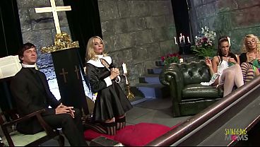 Sinful MILFs Crawl to Massive Meat in Weird Church Orgy