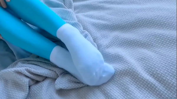 Girlfriend in colored pantyhose and white socks sensual fucking in the morning