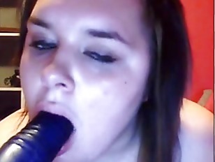 Practicing her blowjobs