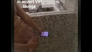 Shower masterbation in VIP lounge