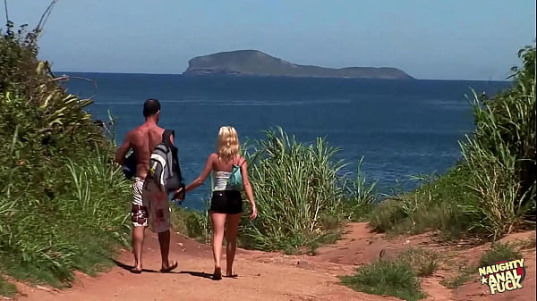 Having a threesome on the beach made the busty blonde crave double penetration and anal
