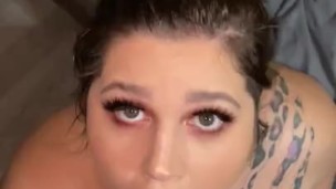 Natural BBW MILF Sucks and Swallows