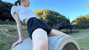 No Bra Workout Beauty’s Flashing Boobs & Panties – Oil Massage & Creampie Reward