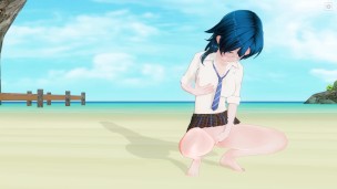 Sunset Seduction: A 3D Beach Encounter with a Schoolgirl