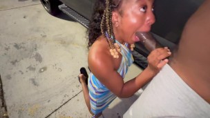 Married Cheater Gets Her Throat Fucked in the Truck Stop Parking Lot for Free