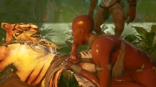Primitive Jungle Babe Swallows Cum Under the Canopy