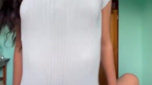 Skinny Girl in Lingerie Before Parents Arrive